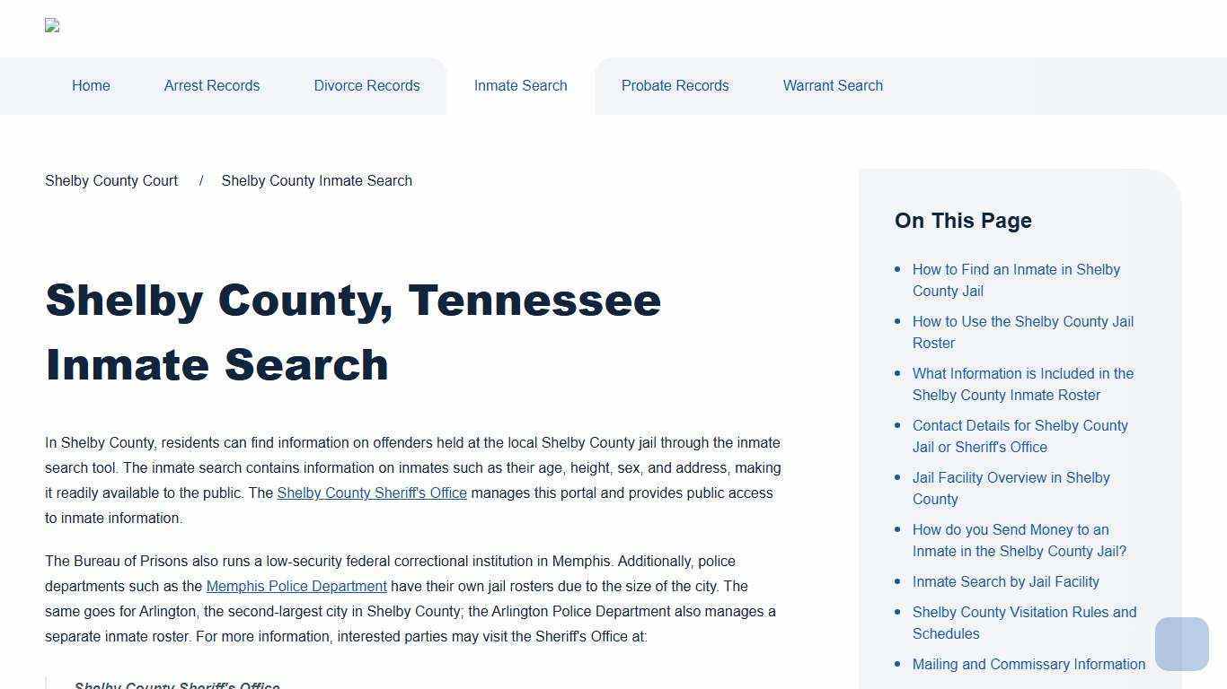 Shelby County Inmate Search | Shelby County Court